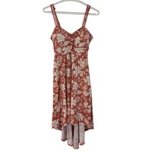 No Boundaries Floral High Low Dress Womens S Rust White